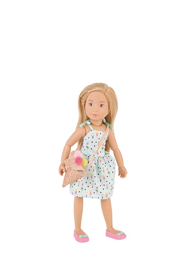 Кукла Вера Kruselings в сарафане и сумкой-мороженое, 23 см.  
